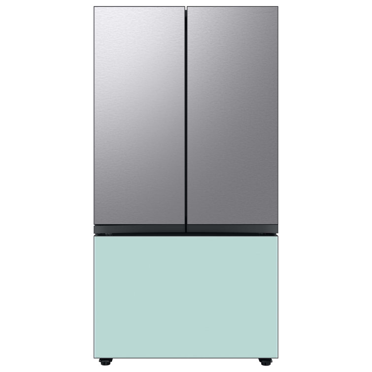 Samsung Bespoke 30 Cu. ft. Matte Gray/White Glass 3-Door French Door Refrigerator with Family Hub