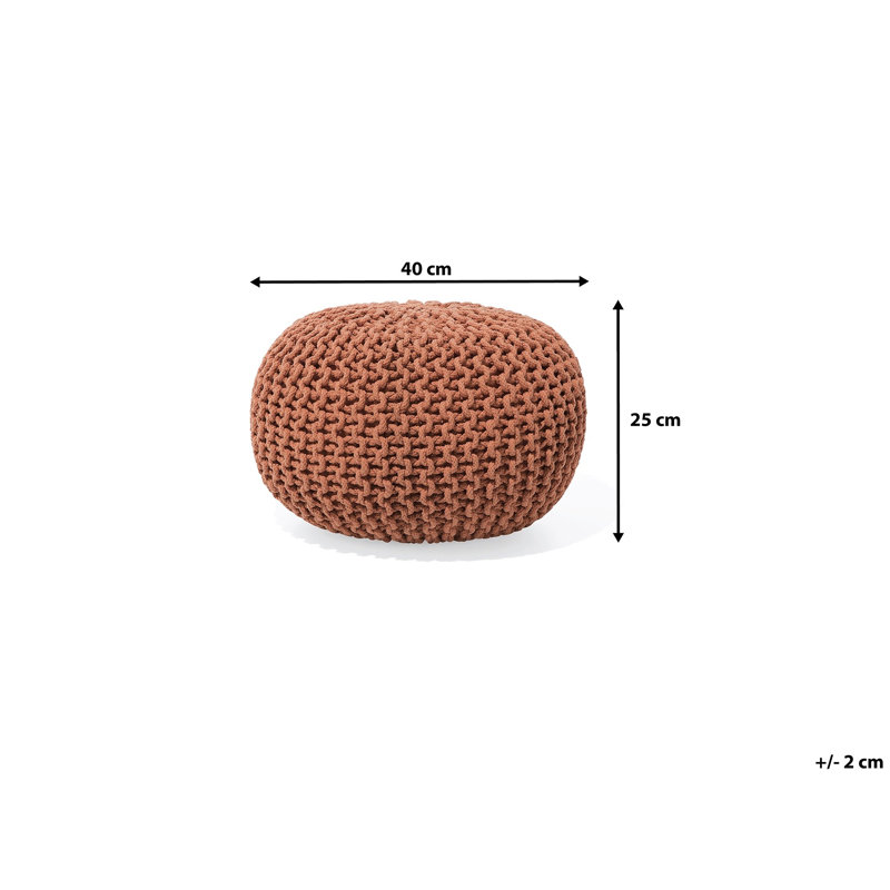 Bentall 40cm Wide Round Solid Colour Pouffe Ottoman, Golden Brown
