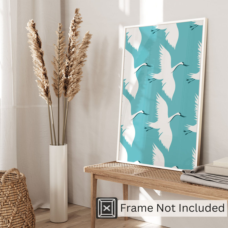 Animaux, oiseaux, motif oriental asiatique II, reproduction d'art non encadrée, H 16 po x l 12 po