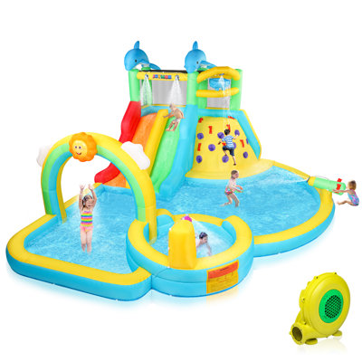 8 In 1 Kids Backyard Inflatable Water Slide Bounce House With Poo