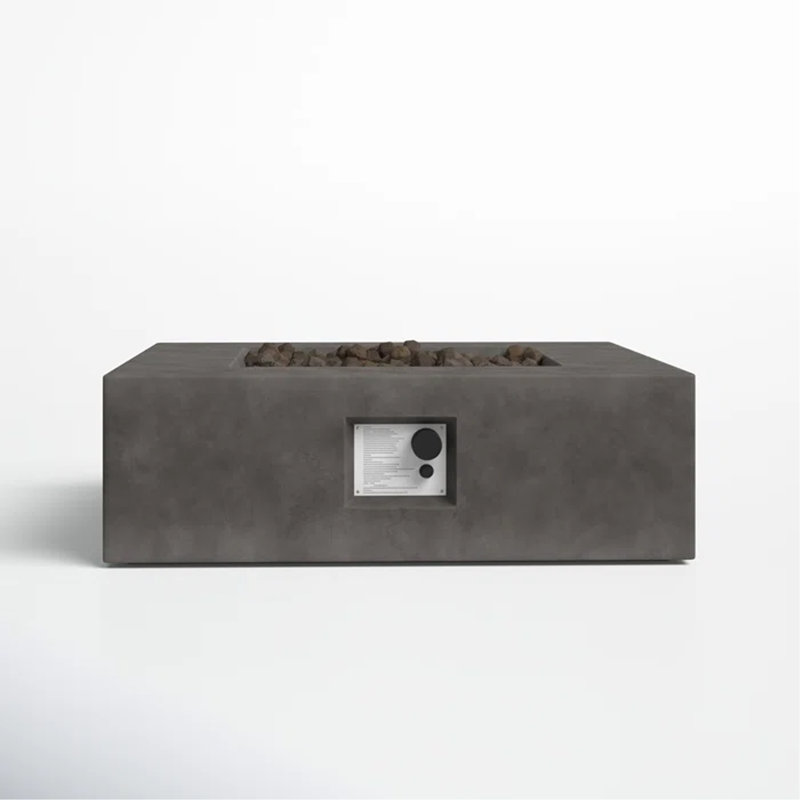 Table de foyer d'extérieur en béton 12 "H, Gris anthracite, H 12 po x l 34 po x P 34 po