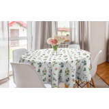 Ambesonne Floral Round Tablecloth, Feminine Romantic Look Watercolor Look Roses And Leaves, Circle Table Cloth Cover For Dining Room Kitchen Decoration, 60", Laurel Green White