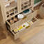 Armoire arquée cannelée de 71 po de hauteur, garde-manger à 5 niveaux avec tablettes et supports à vin et 2 tiroirs, armoire de cuisine arquée, garde-manger pour salle à manger, salon