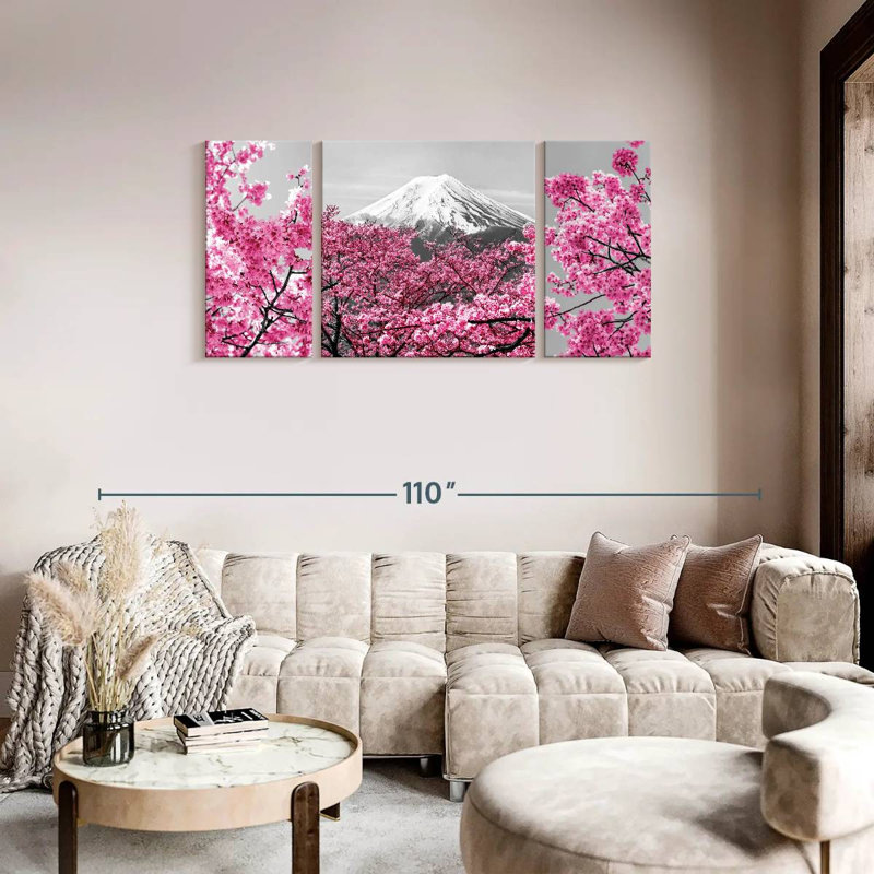 Mt. Fuji Sakuras Pop, reproduction d'art sur toile, H 36 po x l 74 po x P 1,25 po