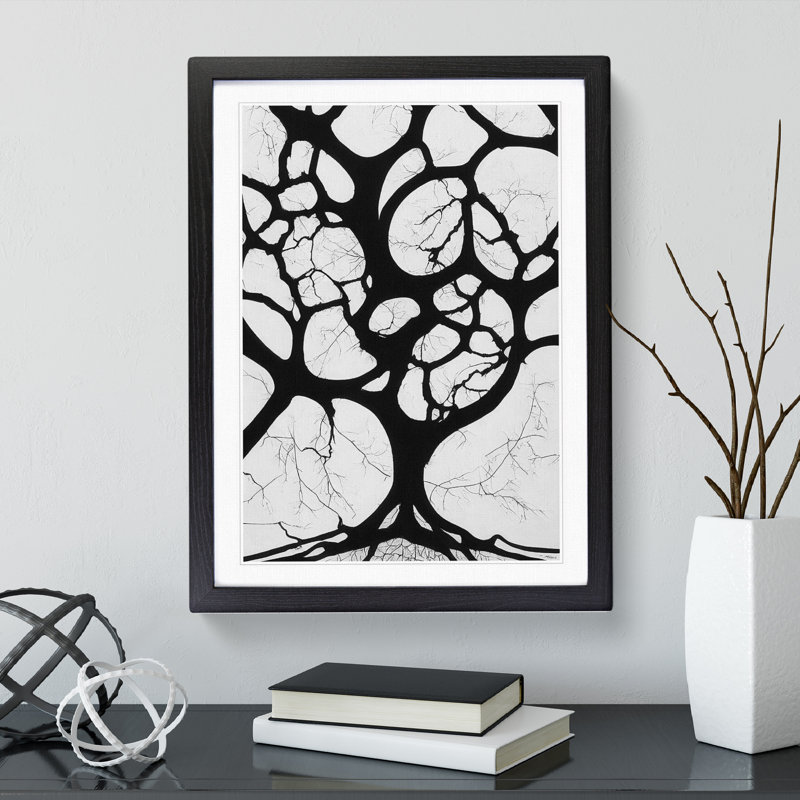 A Monochrome Tree No.1 - Wall Art, Black Framed Paper, 46cm H x 34cm W x 2cm D