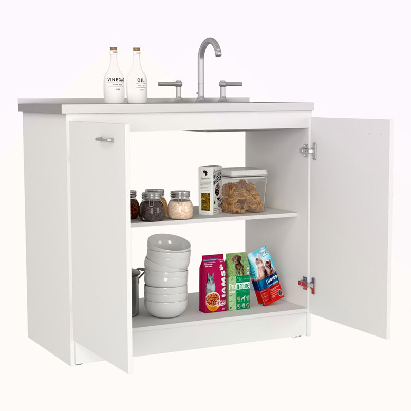 Évier utilitaire avec armoire, porte double, une tablette