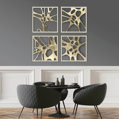 Cleversey Splash of Gold I - ensemble de 4 peintures encadrées