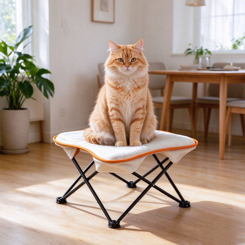 Lit pliant pour chat surélevé de 51 cm (20,08 po), avec coussin lavable, hamac respirant hors sol pour animaux de compagnie, structure en fer robuste et portable, idéal pour les chats d'intérieur.