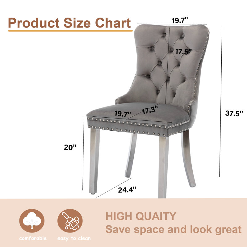 Rosdorf Park High-end Tufted Velvet Upholstered Nailhead Dining Chair (Set of 4)