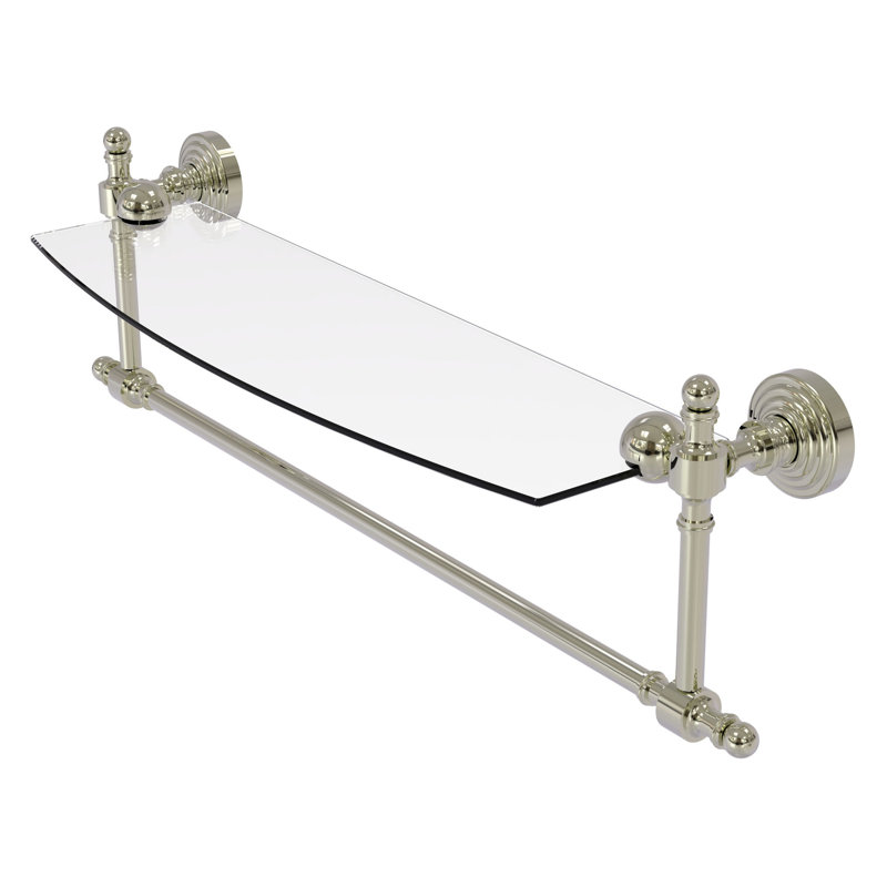 Retro Wave Bracket Shelf with Towel Bar, 22", Polished Nickel