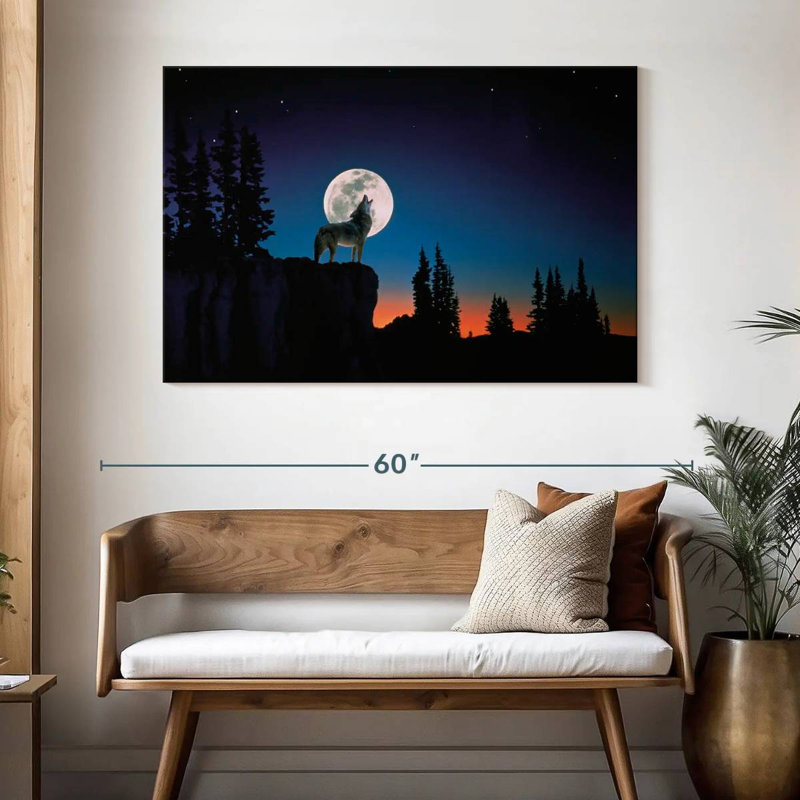 Brampt Wolf Howling At Night, 32'' H x 48'' W
