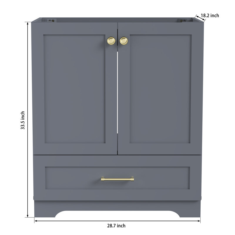 Base de meuble-lavabo 30 po sans plateau, couleur grise