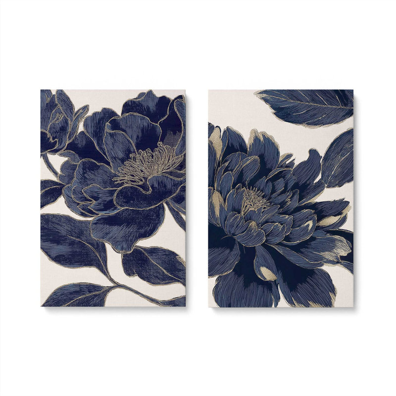 «Midnight Bloom», ensemble de 2 impressions, 18 po x 12 po, Toile tendue