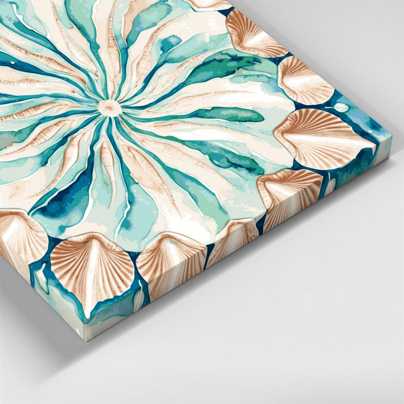 «Coastal Shell Mandala Deluxe», art mural sur toile brune, H 11 po x l 14 po