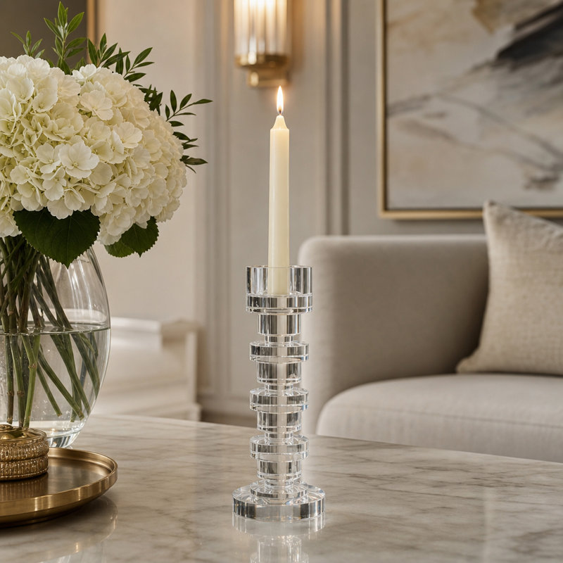 Porte-bougie en cristal Modern Glam Chunky, H 9 po x l 3 po x P 3 po