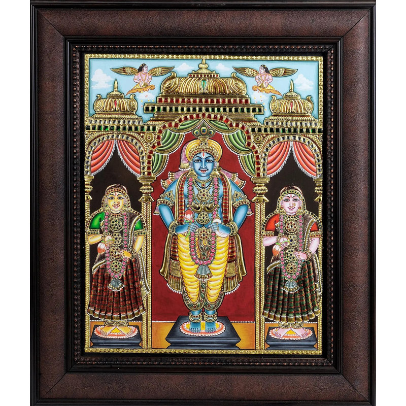 Shri Krishna avec Rukmini et Satyabhama (encadré)