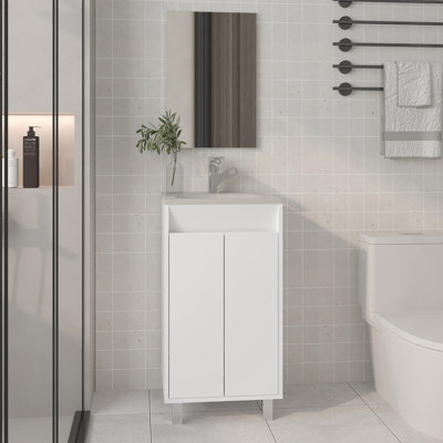 Armoire de salle de bain à miroir Brady, une porte, deux tablettes, blanc