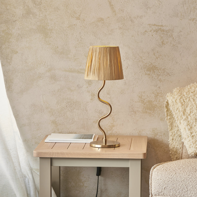 Wrangler Table light finished in Aged Brass and Raffia