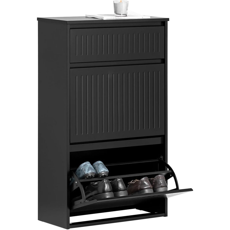 6 Pair Shoe Cabinet, Black