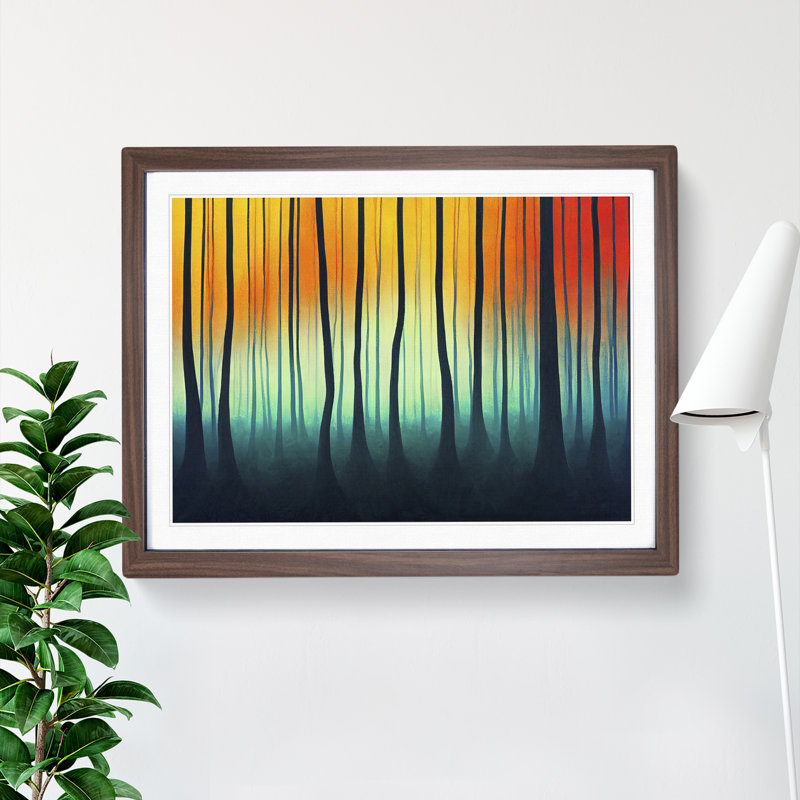 Admirable Abstract Forest - Framed Print, 34cm H x 46cm W x 2cm D, Walnut