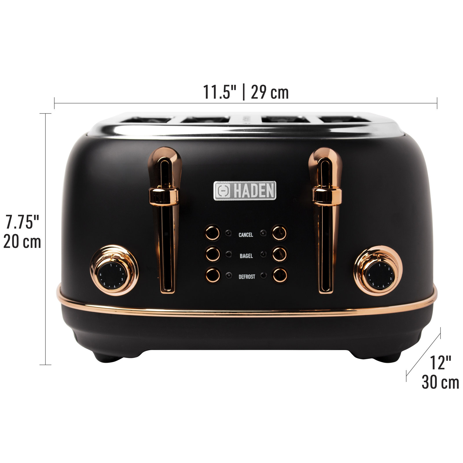 HADEN Heritage 4-Slice Wide Slot Toaster, Black/Copper