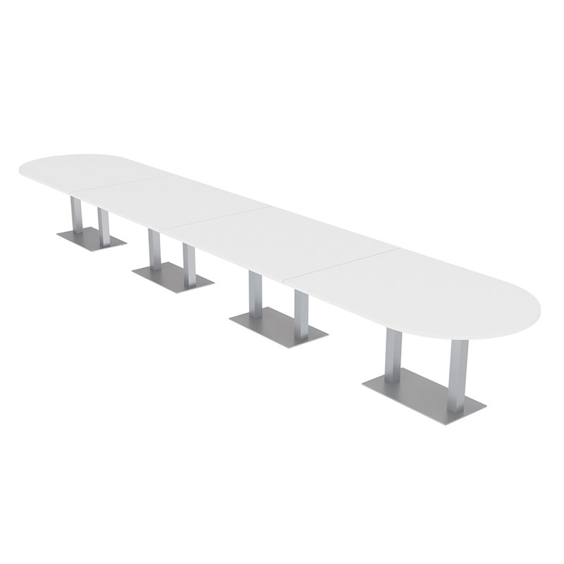 Table de conférence Racetrack, L 240 po x l 48 po, Blanc classique, Noir mat
