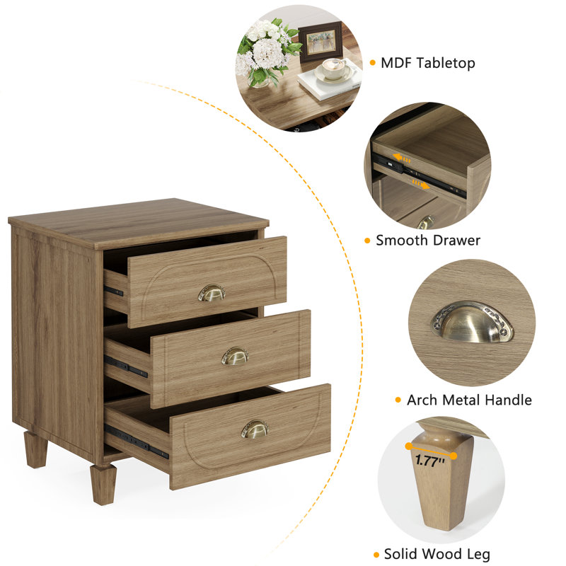 Table de chevet en bois massif Arnott