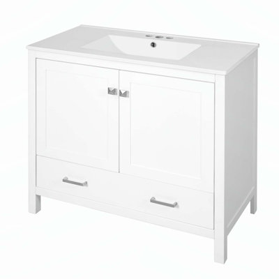 Meuble-lavabo moderne avec lavabo en céramique et nombreuses options de rangement