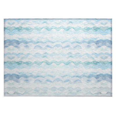 Tapis bleu intérieur / extérieur en polyester tissé à la machine Upminster