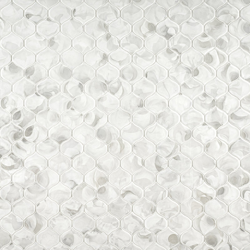 Nacre Blanc Lantern 10 in. x 10 in. Glossy Glass Mosaic Wall Tile