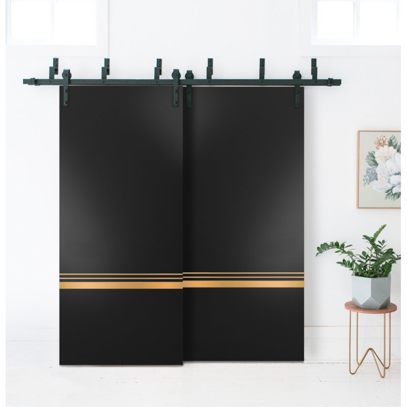 Porte de grange à panneaux en bois, Noir mat, 64 po x 96 po