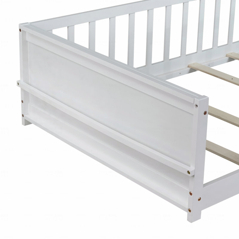 Base de lit plateforme simple avec support à livres intégré, Blanc