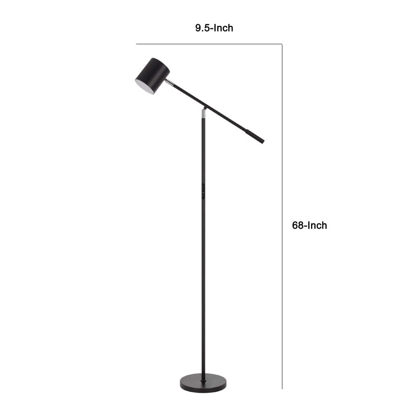 Lampe sur pied avec gradateur tactile, bras réglable en angle de 68 pouces, métal noir