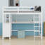 Lit mezzanine avec bureau, tiroirs et tablettes-126665794