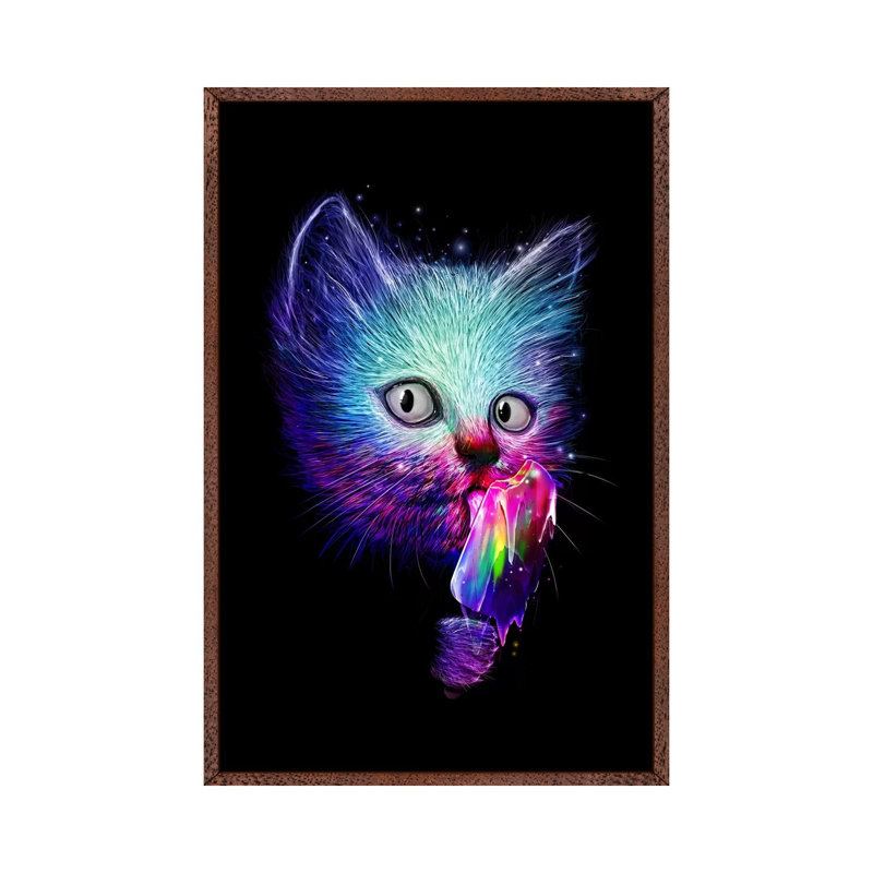 Slurp by Nicebleed - Print on Canvas, 101.6cm H x 66.04cm W x 3.81cm D, Classic Brown Wood Framed
