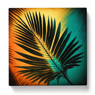 Palm Leaf Retro Art - Wrapped Canvas