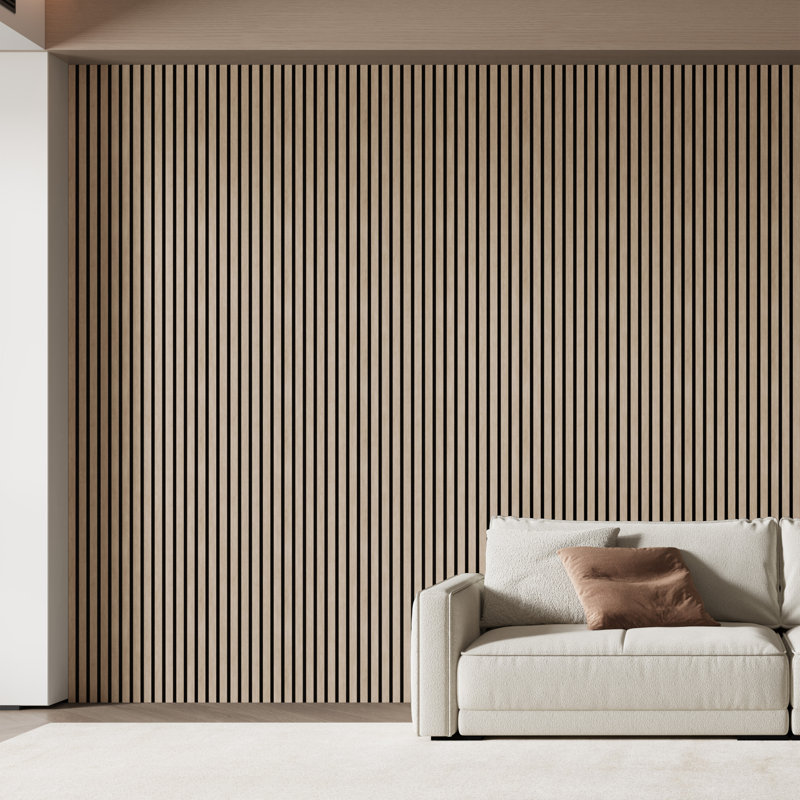 2pcs x 106" x 20.5" 3D Acoustic Slat Wall Panels for Interior Wall Décor Walnut Wall Slat(2 Pack/30.20 sq.ft), Light Walnut
