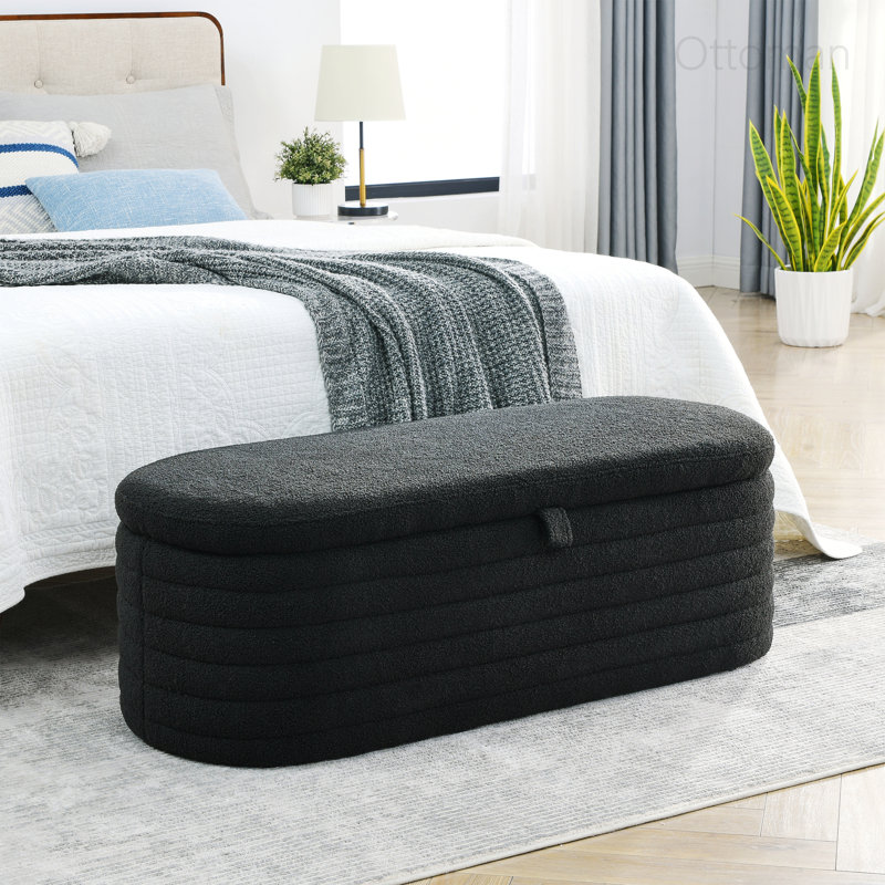 Repose-pieds rembourré avec rangement 45,5 "Marciniak, Gris