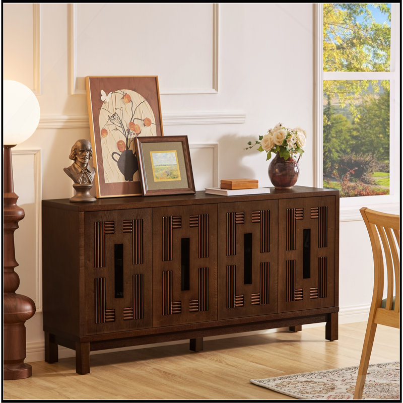 Buffet 60,7 po Mid Century Modern, Noyer, Noyer, Noyer
