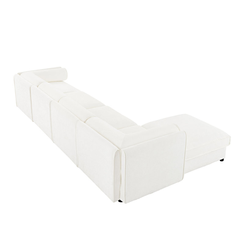 Canapé modulaire modulaire avec rangement et repose-pieds, Blanc