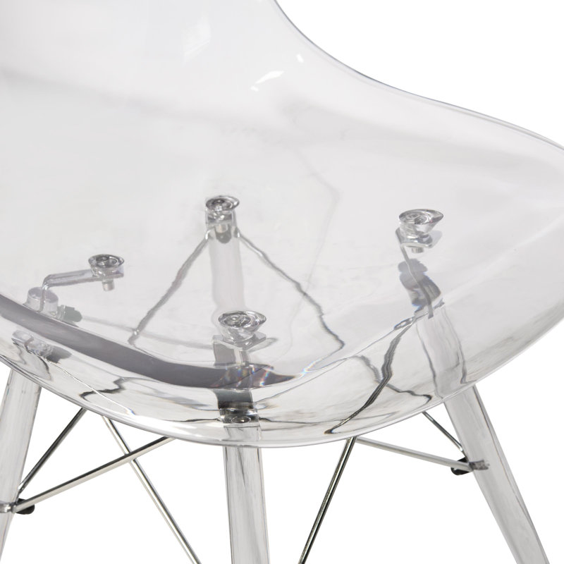 Chaise d'appoint moulée avec base en acrylique, Clair