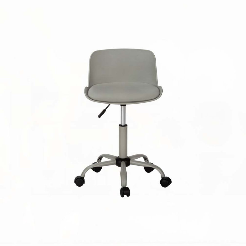 Office Chair,Adjustable Height,Swivel,Ergonomic,Computer Desk,Work,Juvenile,Grey Leather Look,Grey Metal,Contemporary,, Gray