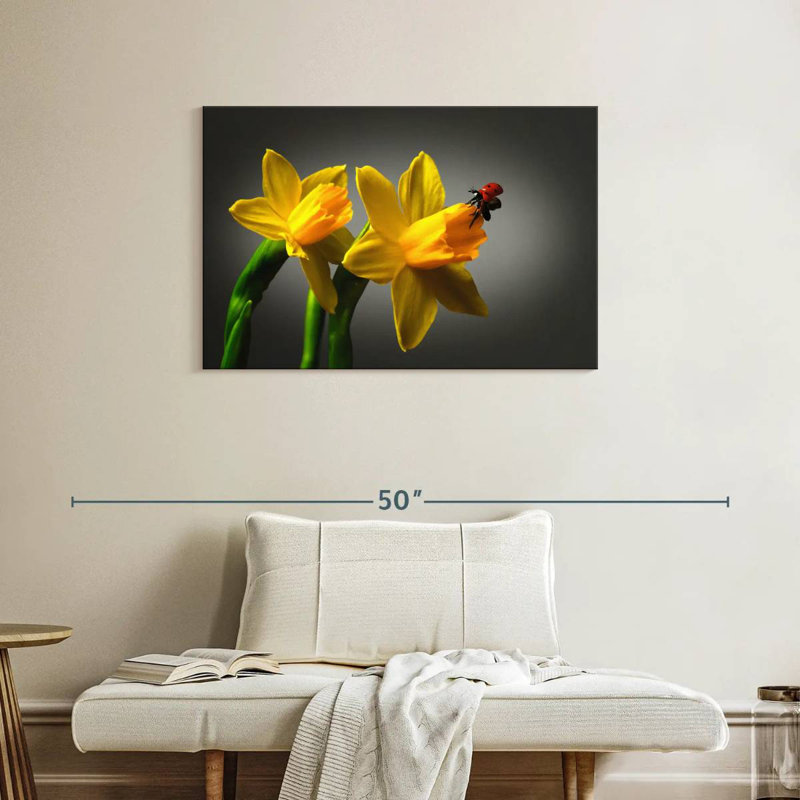 Harnek Ladybug On Daffodil, 24" H x 36" W