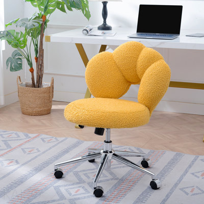 Fauteuil pivotant à 360 ° réglable en hauteur, fauteuil pivotant, tissu en peluche, fauteuil de bureau personnel