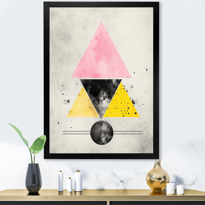 «Transcendence Retro Triangular Minimal Watercolor», reproduction, Cadre simple noir, H 20 po x l 12 po