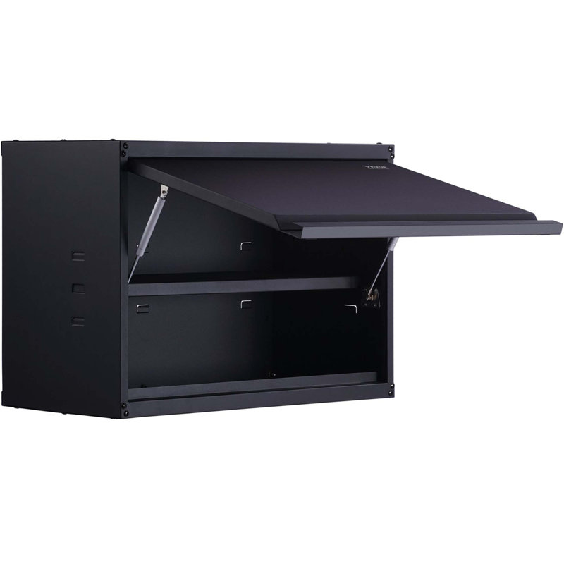 Armoire de rangement en métal, capacité de charge de 120 lb par tablette, armoire de garage en acier thermolaqué de 20 po de hauteur avec tablette réglable, porte verrouillable et porte ouverte
