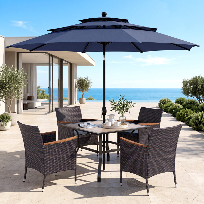 4 - Person Patio Dining Set with Square Table , Cushions Included