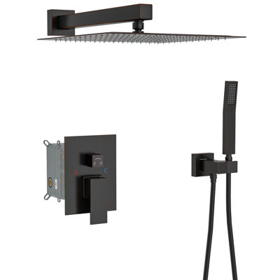 10 Inch Wall Mounted Dual Square Shower Head System - Oil Rubbed Bronze Rubber