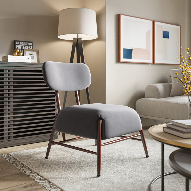 Luice Velvet Side Chair, Gray Velvet