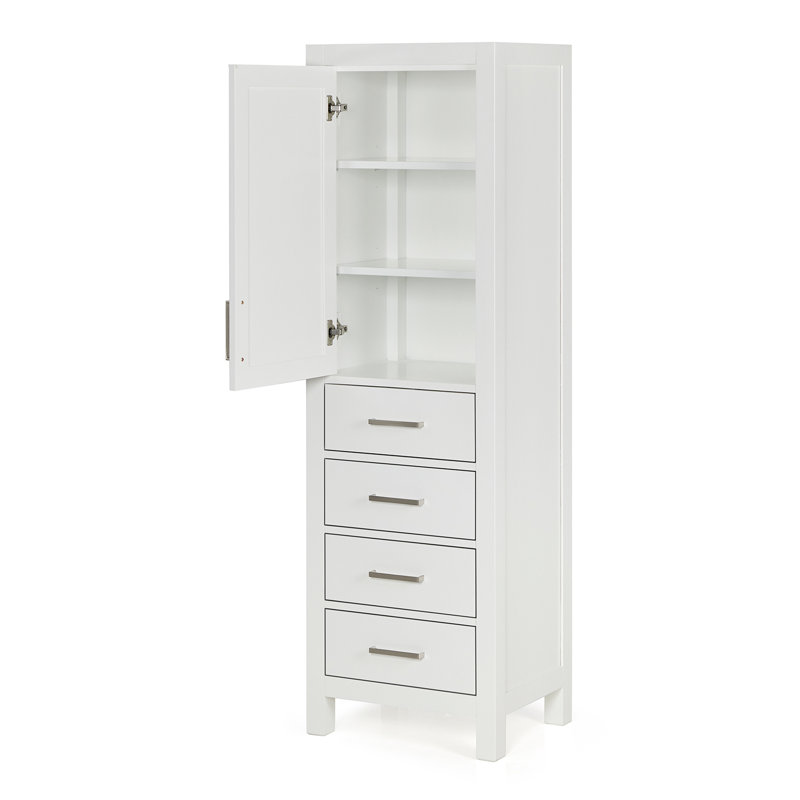 Armoire à linge en bois massif Amariani, Blanc
